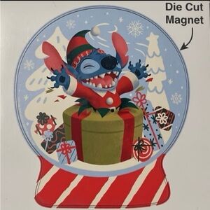 Disney Parks Stitch Snow Globe Holiday Magnet